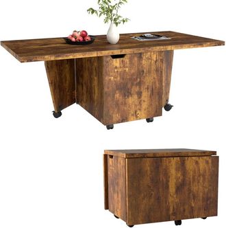 Costway 120cm Extendable Center Table Foldable Coffee Table w/Storage-Walnut