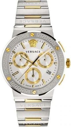 Versace Greca Logo Chronograph Quartz Silver Dial Mens Watch VEZ900321