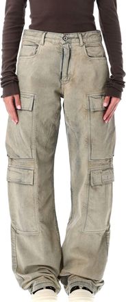 Rick Owens Womens Drkshdw Faded Cargo Pants - Light Grey Cotton - Size 27 (Waist)
