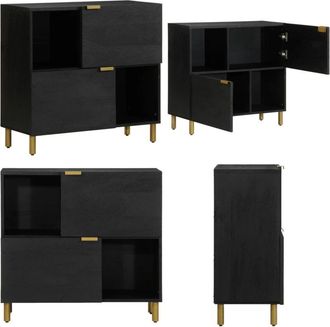 vidaXL Credenza Nera 80x33x75 cm in Legno Multistrato - Credenza nera - Credenza da cucina