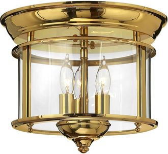 Elstead Lighting Plaf&oacute;n dorado con cristal estilo cl&aacute;sico redondo 3 luces