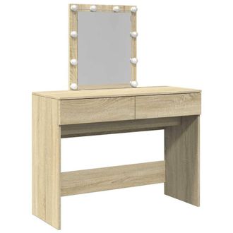 Berkfield Home Dressing Table with LED Sonoma Oak 100x40x130 cm in Tan | Size: 100 x 40 x 130 cm