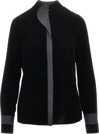 Emporio Armani Fluwelen blouse met Lurex-detail - Dames - Blouses - Zwart - XL - Satijn - Overhemden