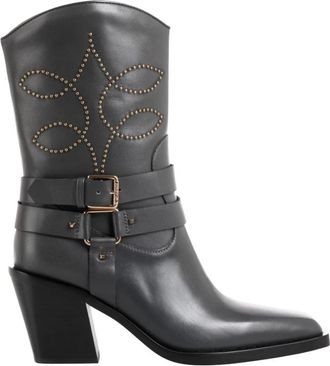 Marc Cain Western Enkellaars - Dames - Schoenen - Grijs - Maat: 37 EU Leer