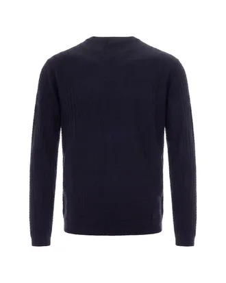 Emporio Armani Textured Knit Crew Neck Sweater - Navy