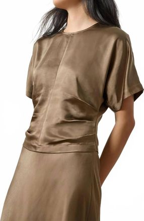 Lilla P Satin Dolman Short Sleeve Tee In Parsley