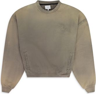 Rhude Green Script Logo Sunfaded Crewneck