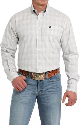 Cinch Mens Classic Plaid Long Sleeve Shirt In White