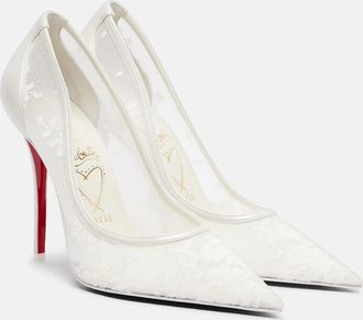 Christian Louboutin Miss Z floral leather-trimmed pumps