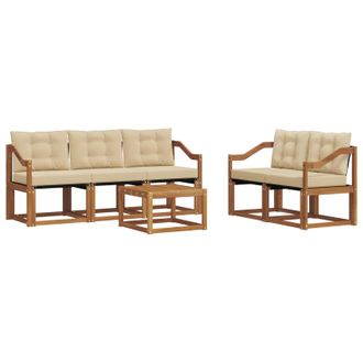 vidaXL Conjunto De Sof&aacute;s De Exterior Con Coj&iacute;n 6 Pcs Natural Y Beige Vidaxl