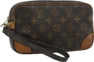 Louis Vuitton Pre-owned Monogram Canvas Clutch - Dames - Vintage Clutch - Bruin - ONE Size - Leer - Vintage