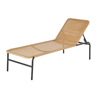 Maisons du monde Tumbona para hosteler&iacute;a en acero negro y resina reciclada beige
