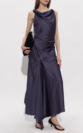 Victoria Beckham Asymmetrical Cut Dress, Womens, Navy Blue