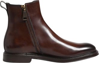 Dolce & Gabbana Mens Brown Chelsea Leather Mid Calf Boots Shoes Polyester Elastane