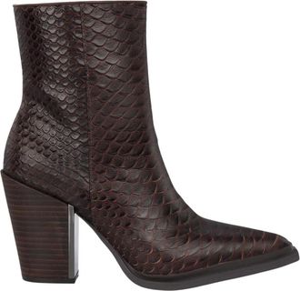 Alma En Pena Hoge Enkel Laarzen Brede Hak - Dames - Cowboylaarzen - Bruin - 39 EU - Schoenen
