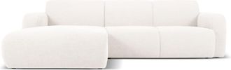 MICADONI Sofá esquinero izquierdo 4 plazas de tejido bouclé blanco