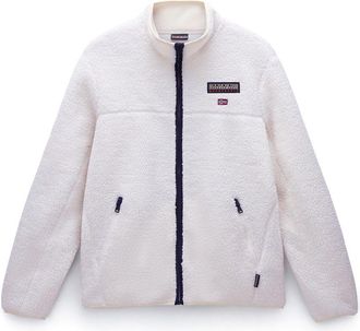 Napapijri Mens Tynik Sherpa Full Zip Fleece White Heron - Ecru - Size X-Large
