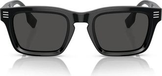 Burberry Rechthoekige zonnebril met metalen details - unisex - Zonnebrillen - Zwart - 51 MM - Accessoires