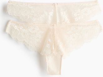 H&M 2er-Pack Brazil Slips aus Spitze - Cremefarben