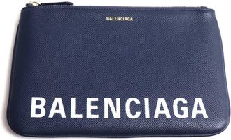 Balenciaga Navy Leather Clutch Bag (Pre-Owned)