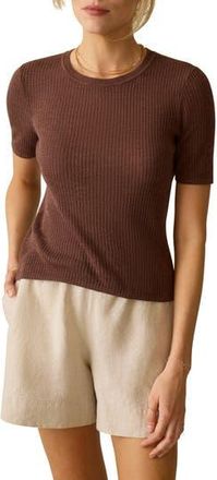 Faherty Miramar Rib Linen & Organic Cotton T-Shirt in Cocoa at Nordstrom Rack, Size X-Small