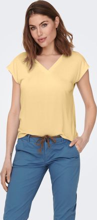 Only V-Shirt ONLY ONLFREE S/S MOD.V-NECK TOP JRS NOOS, Damen, Gr. XL, sunlight, Jersey, Obermaterial: 70% Modal, 30% Polyester, unifarben, regular fit norm