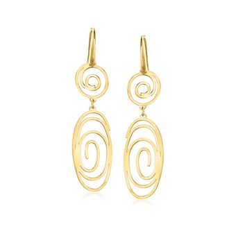 Ross-Simons Italian 18kt Gold Over Sterling Spiral Openwork Drop Earrings