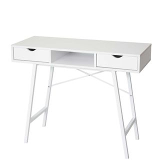 Hhg Hhg - Nunca Usado] Mesa Consola 162, Mesa Auxiliar De Almacenaje, Estructura 3d 100x40cm, Blanco