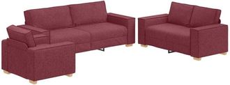 vidaXL Vidaxl - Sofa Set with Cushion 3 pcs Wine Red 220 x 78 x 84 cm Fabric