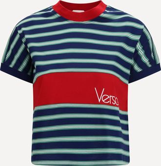 Versace T-shirt di cotone a righe con intarsio Woman 40