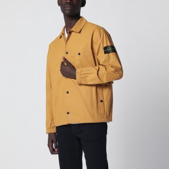 Stone Island Giacca camicia giallo ocra in ripstop di cotone