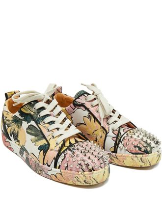Christian Louboutin Louis Junior floral-pattern spike sneakers - Pink