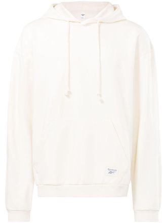 Reebok logo-patch pouch-pocket hoodie - unisex - Cotton/Recycled Polyester - S - White