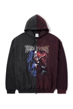 VETEMENTS + Cradle of Filth Oversized Panelled Cotton-Blend Jersey Zip-Up Hoodie
