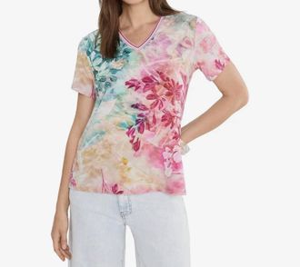 Johnny Was Janie Favorite Short Sleeve Swing Tee In Thousand Petals