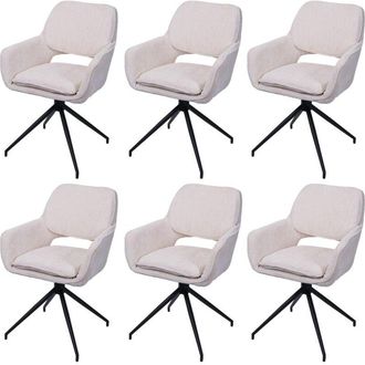 Hhg Nunca Usado] Juego De 6 Sillas De Comedor Hhg 643, Silla De Cocina, Giratoria Con Retorno Autom&aacute;tico, Tejido De Chenilla (490 G/m&sup2;) Oeko-tex, Crema
