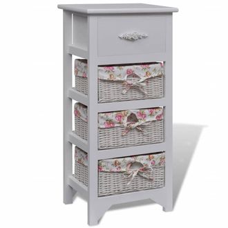 vidaXL Mueble Con 1 Caj&oacute;n Y 3 Cestas Madera De Paulonia Blanco Vidaxl
