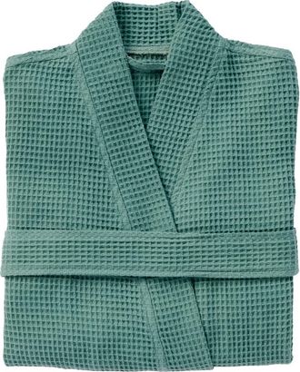 Coyuchi Gender Inclusive Waffle Weave Organic Cotton Robe in Spruce at Nordstrom, Size X-Small