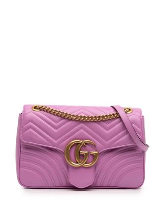 Gucci 2016-2025 Large GG Marmont Matelasse Leather shoulder bag - women - Calf Leather - One Size - Pink