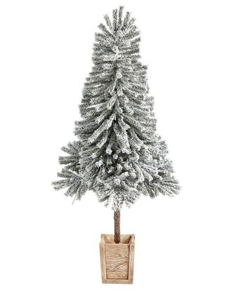 Nearly Natural 5Ft. Winter Flocked Leaning Artificial Christmas Tree Pre-Lit