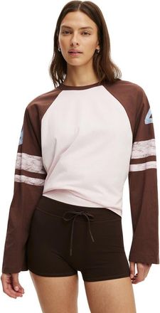 Cotton On Womens Active Graphic Raglan Tee in Cherry Dream Hoops at Nordstrom, Size X-Large