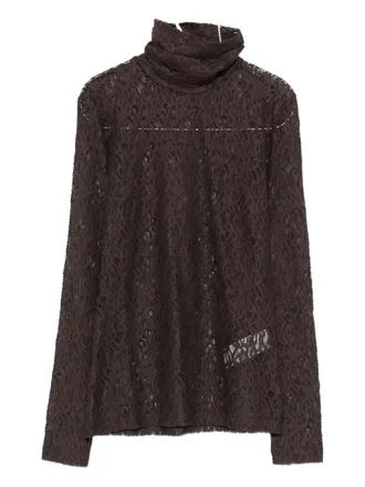 iBlues lace-detail high-neck top - Brown
