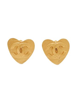 Chanel Heart CC logo earrings - Gold