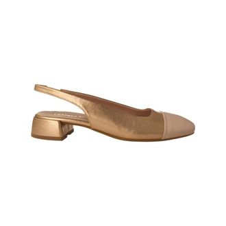 Pedro Miralles Schoenen, Dames, Roze, 41 EU, Leer, Metallic gouden instapper met blote neus