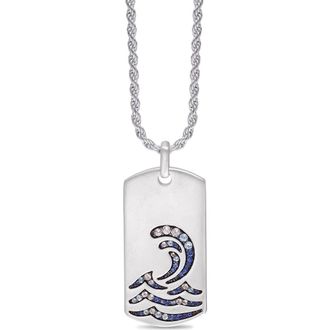 LuvMyJewelry Surfrider Beach Sapphire & Topaz Silver Tag Necklace at Nordstrom