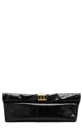 Mango Starring Hailey Bieber Metallic Detail Clutch in Black at Nordstrom