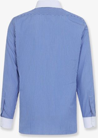 Tom Ford Mens Striped Cotton Shirt Blue