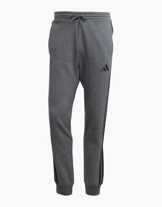 adidas Mens Fleece Tapered Cuff 3 Stripes Joggers - Grey - Size: 37/36/32/42/Regular