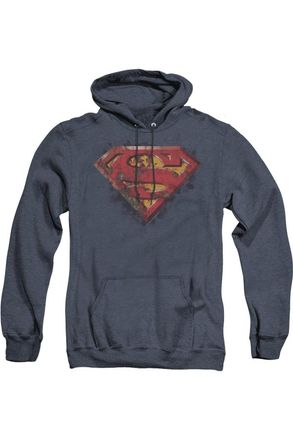 Gildan Superman Rusted Shield Adult Heather Hoodie / Hooded Sweatshirt
