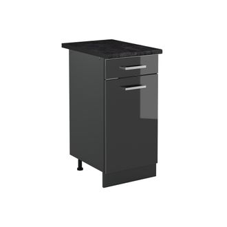 Vicco Mueble Bajo De Cocina R-line, Antracita Alto Brillo/antracita, 40 Cm Encimera Antracita, Vicco